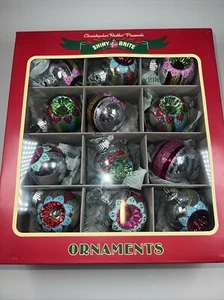 Christopher Radko Set Of 12 Reflector Shiny Bright Christmas Glass Ornaments NIB - Picture 1 of 13