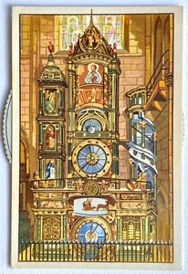 Vintage Mechanical Spinning Wheel Strasbourg Cathedral Germany Postcard - Picture 1 of 3