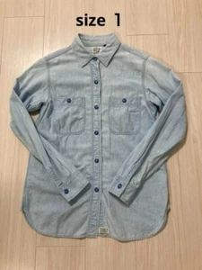 Orslow Chambray Shirt Light Blue Denim Longsleeve Size S - Picture 1 of 8
