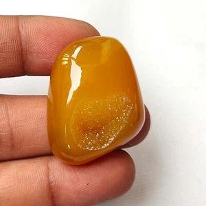 Yellow Agate Onyx Druzy Cabochon Fancy Shape Loose Natural Gemstone 83Cts OZ-339 - Picture 1 of 7