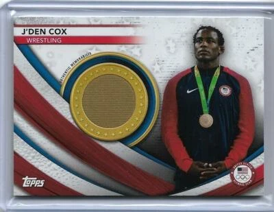 2020 TOPPS OLYMPICS J'DEN COX MEMORABILIA RELIC CARD ~ USA WRESTLING 2021 - Image 1 of 2