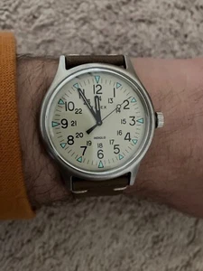 Timex MK1 Quartz Beige Dial Brown Leather Men's Watch TW2R96800 Field Watch - Picture 1 of 5