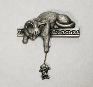 Vintage J Jonette Katze und Maus Brosche signiert JJ Zinn Brosche Pin - Bild 1 von 3
