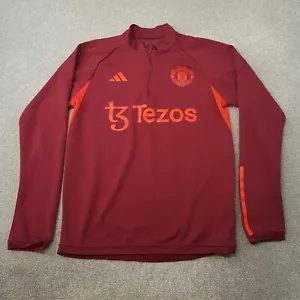 Adidas Manchester United Mens 1/4 Zip Top Medium Red Slim 2023/24 Training - Picture 1 of 10