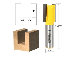 23/32" Undersized Plywood Straight Dado Router Bit - 1/2" Shank - Yonico 14924 - Picture 1 of 1