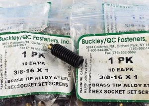 NEW Buckley QC Fasteners 3/8-16 x 1 Brass Tip Hex Socket Set Screws Lot of 50 - Picture 1 of 5