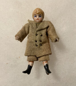 Miniature Antique German Porcelain or Bisque 2-1/2"  boy doll Kling? Herwig?  