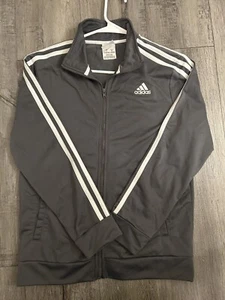 Adidas Kids Youth Medium Full Zip Mocked Neck Track Jacket Gray - Picture 1 of 2