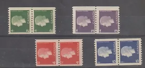 Canada Stamp Scott Unitrade 406  - 409 Cameo Issue  Coil Pairs  MNH Very Fine - Picture 1 of 2