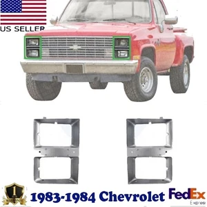 2 New Headlight Bezel Trims Silver For 1983-1984 Chevrolet C/k Series Suburban. - Picture 1 of 11