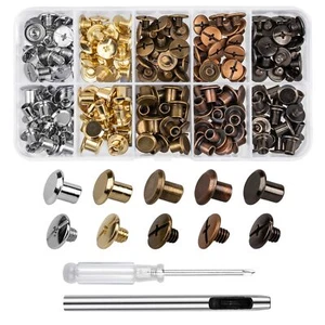 100 Sets Chicago Screws for Leather Crafting 7/20 Inch, 5 Colors of Rivets fo... - Picture 1 of 7
