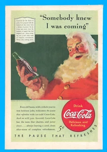 1940 Santa Weihnachten Coca Cola Coke Vintage Druck Werbung Getränk Spielzeug - Bild 1 von 3