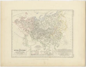 Mapa antiguo de los sistemas fluviales de Europa y Asia por Johnston (c.1850) - Imagen 1 de 1