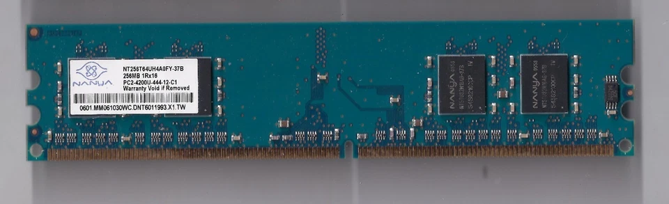 Nanya NT256T64UH4A0FY-37B PC2-4200 256MB 1Rx16 DIMM DDR2 - Image 1 of 1