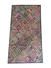 Vintage Tapestry Embroidered Patchwork Kutch Banjara Mirror Work Home Decor 