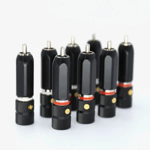 4x Locking Rhodium Plated RCA Plug 9mm Cable Phono Copper Connector HiFi - Picture 1 of 8