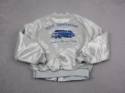 Jaqueta Masculina Vintage King Louie Extra Grande XL Cinza Feita nos EUA Cetim Bombardeiro - Imagem 1 de 4