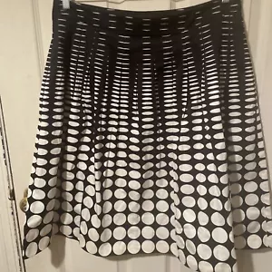 TALBOTS 100% Cotton Black & White Polka Dots Skirt SZ 14 Petite - Picture 1 of 8
