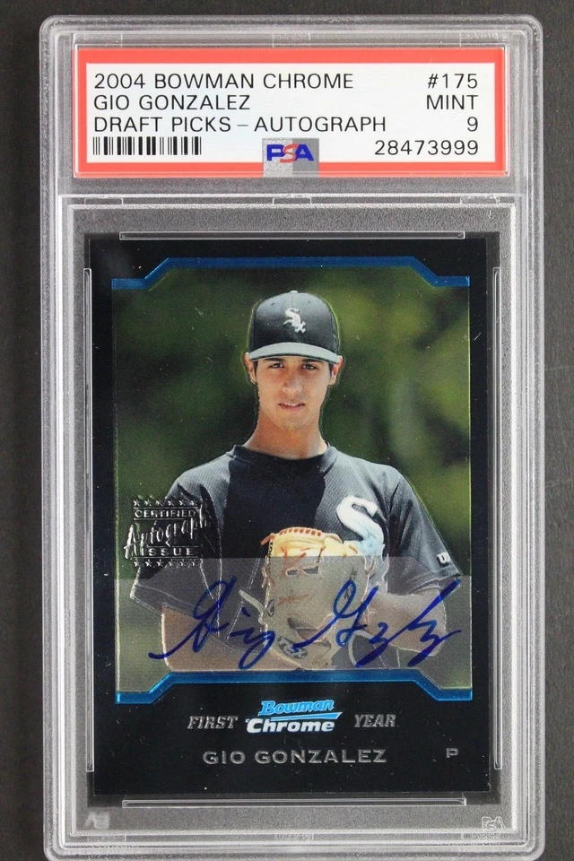 Autógrafo de novato Gio González 2004 Bowman cromo #175 selecciones de draft PSA 9  Foto 1 de 3