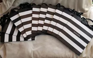 10 SEPHORA Black & White Striped Corded Shopping Gift bags New 6.5" X 7.5" New - Picture 1 of 3
