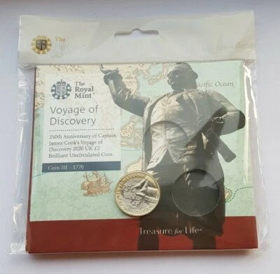 Royal Mint Captain James Cook 2020 £2 Two Pound Brilliant Uncirculated Coin Pack - Image 1 of 4