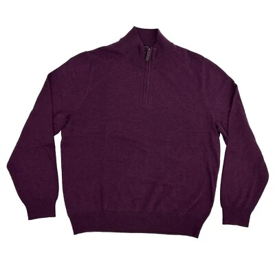Jos A. Банк путешественник свитер мужчин XL фиолетовый 1/4 молнии пуловер 100% Pima хлопок новый - Изображение 1 из 4