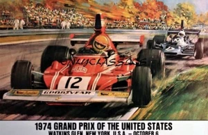 Vintage 1974 GRAN PREMIO DEGLI STATI UNITI WATKINS GLEN US 20x28” POSTER GRAFICA - Foto 1 di 2