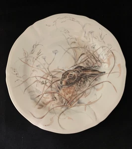 "Plato de postre/ensalada Gien Sologne liebre conejo hecho en Francia 9 1/4""" - Imagen 1 de 4