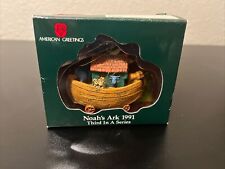 Vtg 1991 American Greetings Noah's Ark Christmas Ornament & Hallmark Tin Ark