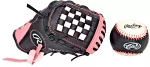 Guanto Rawlings 9" Sinistro LH Baseball Ragazze Rosa PL90PB RH Lanciatore con Palla - Foto 1 di 6