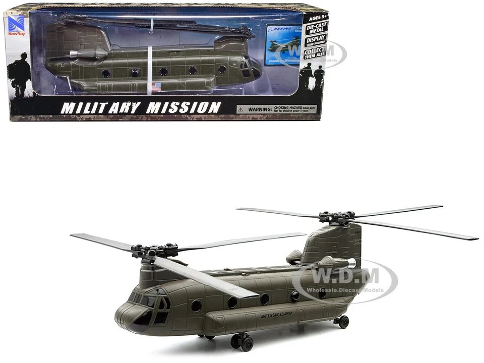 BOEING CH-47 CHINOOK AVIÓN "EJÉRCITO DE ESTADOS UNIDOS" OLIVA MONÓTONO 1/60 FUNDIDO A PRESIÓN NUEVO RAY 25793 Foto 1 de 1