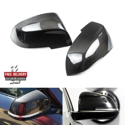2x Genuine Carbon Fibre Side Wing Mirror Cover For BMW 3 4 Series F30 F31 F32 X1 - Image 1 of 4