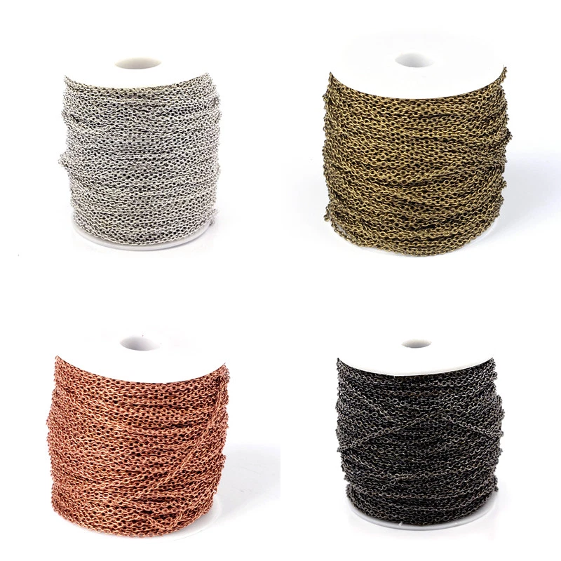 109yds/Roll Iron Unwelded Cross Chains Oval Link Nickel Free on Spool 3x2x0.5mm - Image 1 of 1