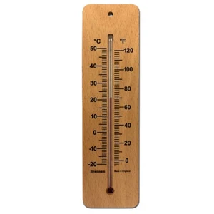 215MM WOOD WALL THERMOMETER-ROOM WALL TEMPERATURE INDOOR OUTDOOR USE 14/225/3 - Picture 1 of 4