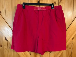 LANDS END Nylon Red Belted Lined Shorts Hiking Camping Swimming Boys Sz Large 14 - Picture 1 of 5