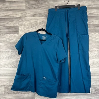 Conjunto Médico Cherokee Mujer Mediano Pequeño Azul Ropa de Trabajo Cuello en V Bolsillos de Fácil Cuidado Foto 1 de 4