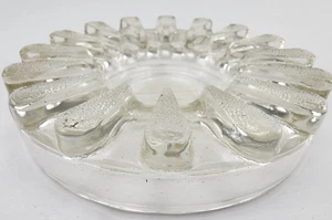 Vintage Klar Pressglas Schmuck Pro-Tec-To Struktur Rippenmuster Aschenbecher - Bild 1 von 6