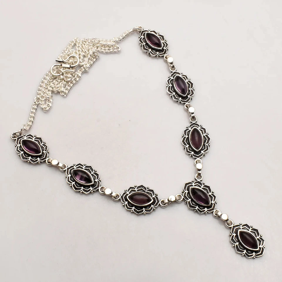 Amethyst Gemstone Ethnic Handmade Necklace Jewelry For Women 28 Gms AN 11411 - Image 1 of 1