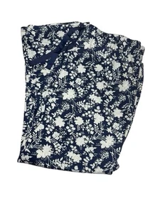 Lands End Pajama PANTS Blue Floral Lounge PJs Women LARGE Elastic Drawstring - Picture 1 of 7