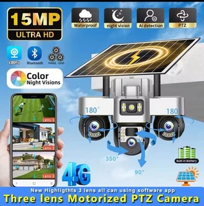 4G LTE 360° PTZ 8MP Solar Akku CAMERA AUßEN ÜBERWACHUNGSKAMERA 10X ZOOM 3 Kamera - Bild 1 von 8