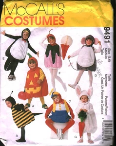 9491 McCalls SEWING Pattern Kids Halloween Costume Bee Pumpkin Mouse Penguin OOP - Picture 1 of 2