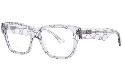 Óculos masculinos Gucci GG1428O 011 cinza transparente decoração aro completo 55mm - Imagem 1 de 4