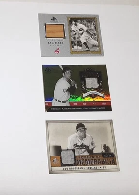 3 Lot SP legendary Cuts Lou Boudreau 2001 Debut Bat 2006 Jersey 2008 Jersey #/40 - Image 1 of 4