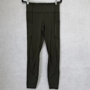 Athleta Pants Womens Small Green Rainier Tight High Rise Side Zip Pockets Active - Picture 1 of 9