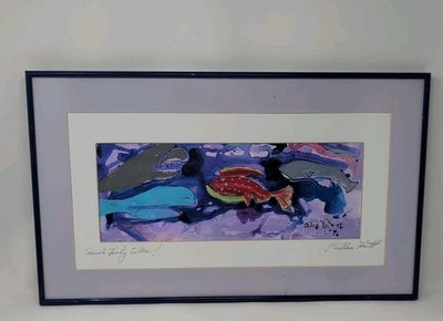 Obra de Arte Billie Hutt Pez Enmarcado Colorido "¡Suena Pescado Para Mí!" 1992 Foto 1 de 4