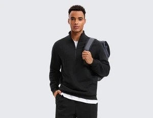 CRZ YOGA Cotton Fleece Lined Half Zip Sweatshirts for Men - Mock Neck Sz X-LRG - Picture 1 of 5