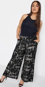YOURS Black & Silver Lightweight Wide Leg Trousers Stretchy Brand New UK20 - Picture 1 of 15