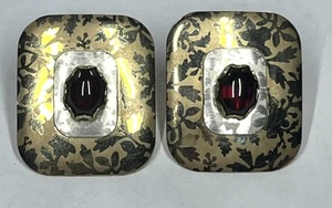 Holly Yashi Niobum zweifarbige Ohrstecker mit Granat nicht signiert (1690) - Bild 1 von 7