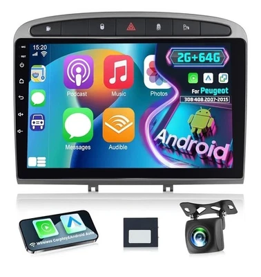 2+64G]Autoradio Android 13 per Peugeot 308 408 2007-2015,Carplay,9 Pollici,wifi - Immagine 1 di 4