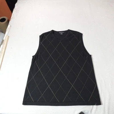 Chaleco Suéter Geoffrey Beene Para Hombres Mediano Negro Argyle Abuelo Golf Preppy Iglesia Foto 1 de 4